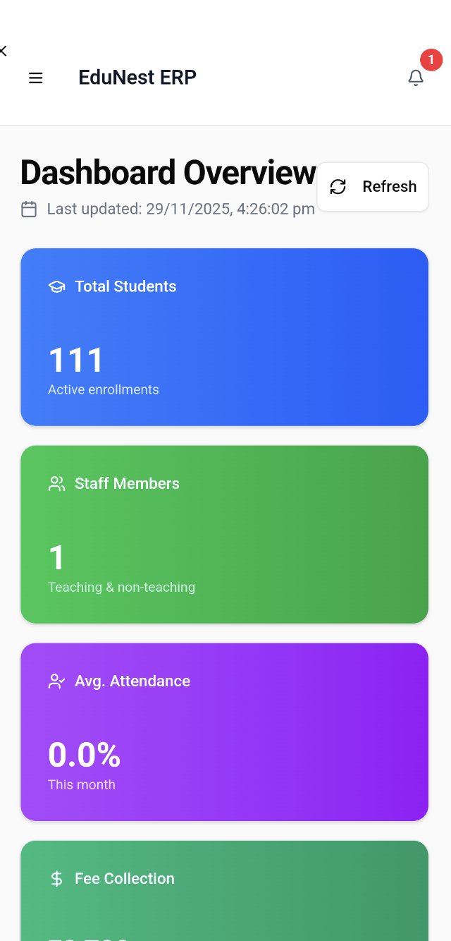 EduNest ERP Mobile App Screenshot 1